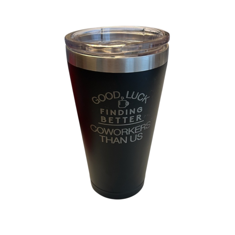 Sodilly Insulated Black Silver Stainless Steel Coworker Gift Travel Mug 16oz NWT
